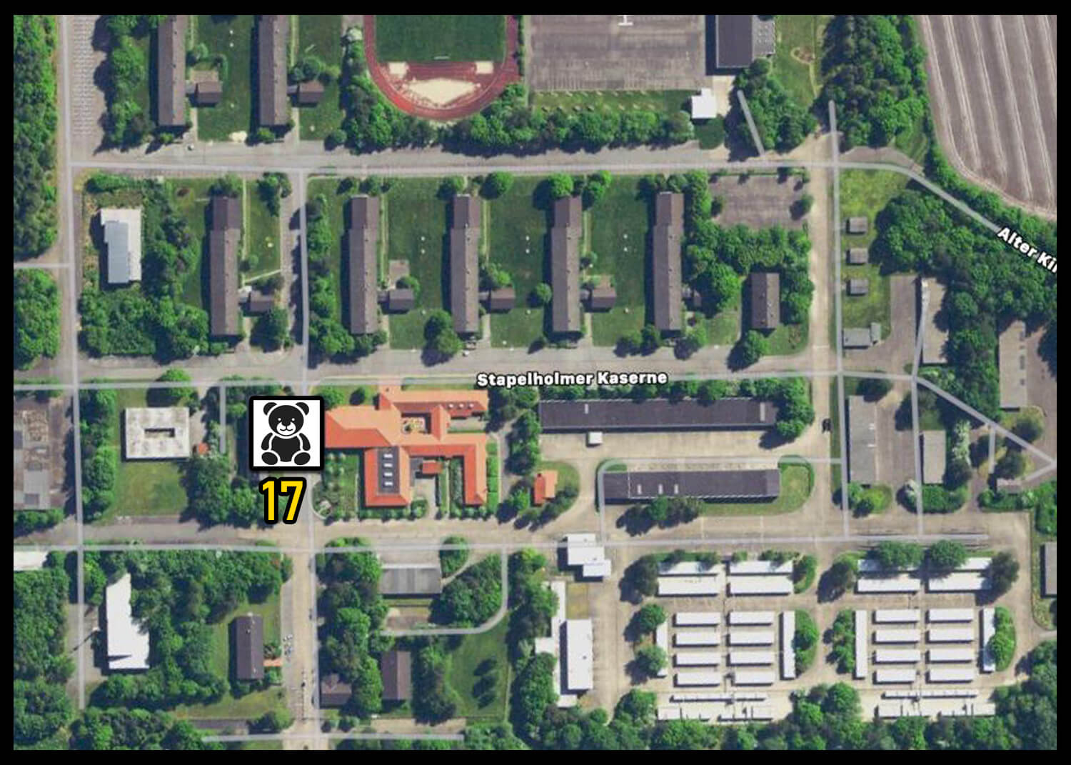 Lageplan – Kinderbetreuung & Frauencafé (Gebäude 17) in der Landesunterkunft Seeth