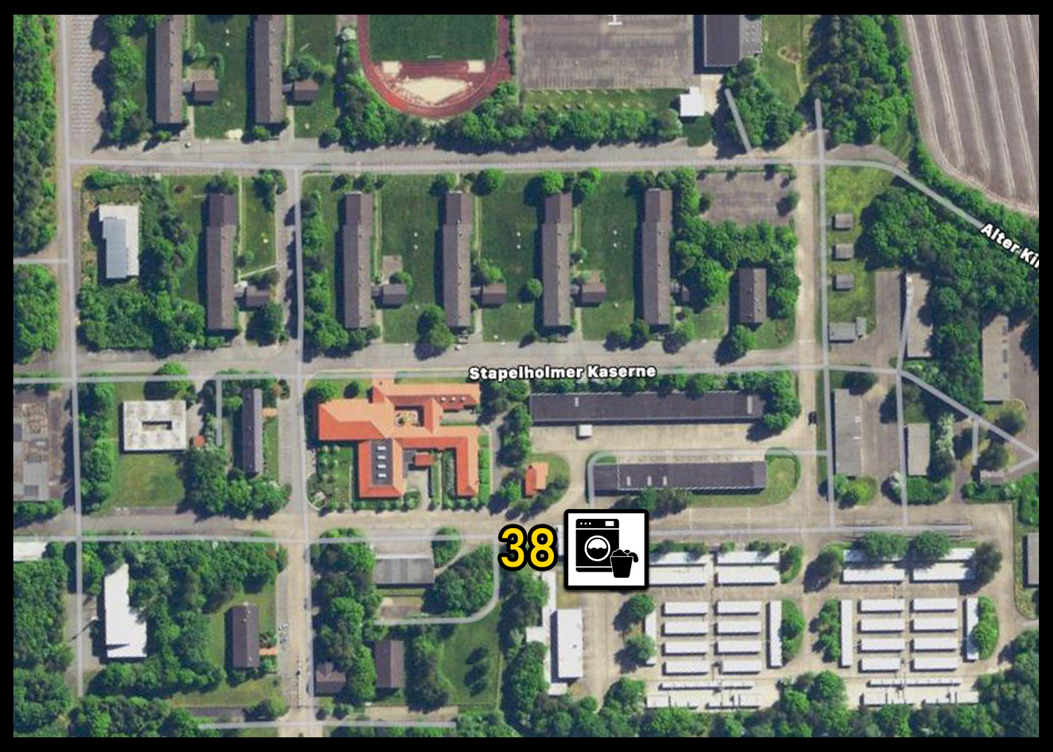 Lageplan – Wäscherei (Halle 38) in der Landesunterkunft Seeth